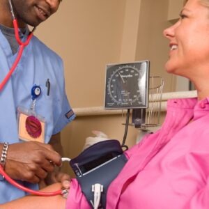 a doctor checking the blood of a patient